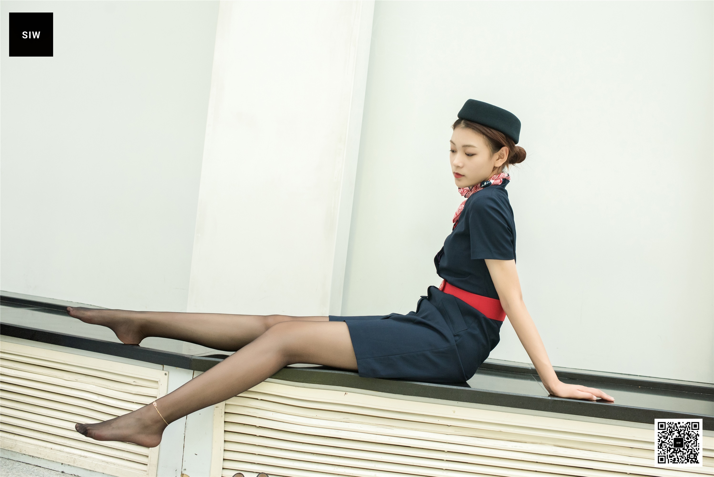 SIW Sven Media 044 autumn flight attendant uniform dress hat scarf - Jiahui